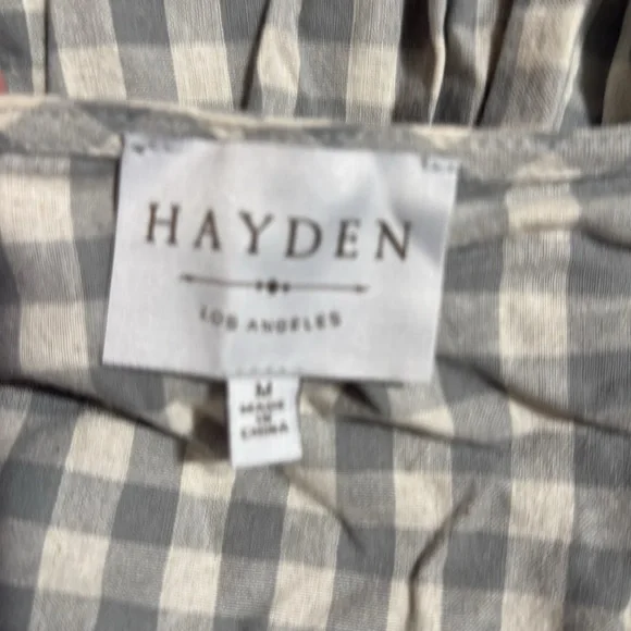 Hayden Los Angeles Smocked Cuff V Neck‎ Tiered Plaid Dress Size Medium NWT - Picture 8 of 11